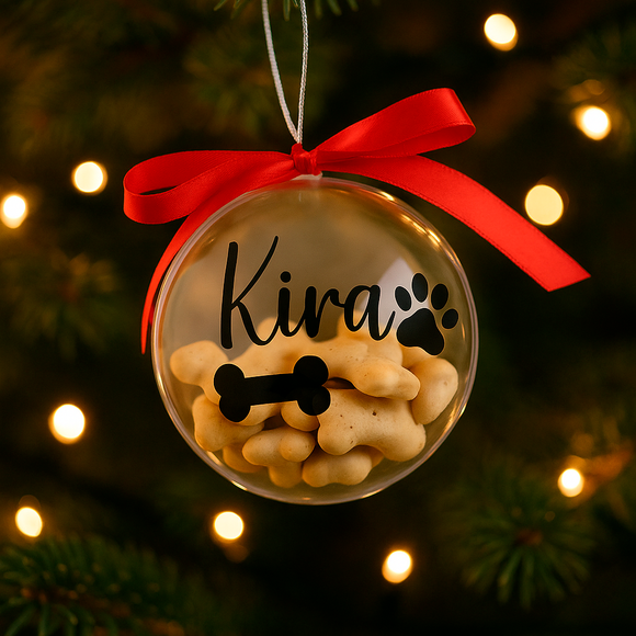 Bola de Navidad transparente personalizada perro