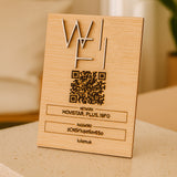 Letrero WiFi de Madera con QR y contraseña