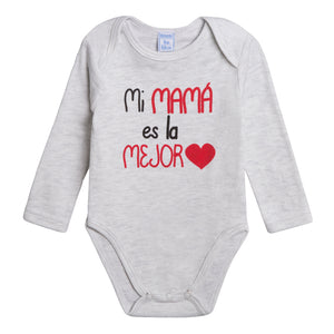 Body "mi mamá es la mejor" gris