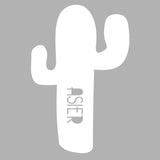 Silueta cactus con nombre troquelado