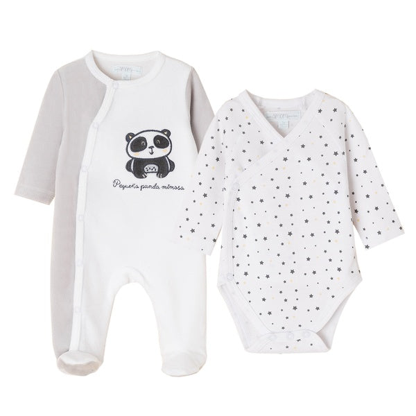 Conjunto bebé recién nacido body y pijama panda – Lulamuk